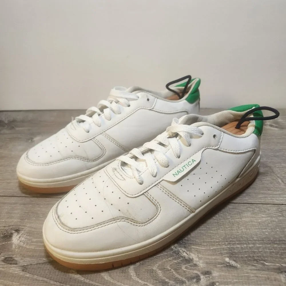 Nautica Stafford Shoes Youth Low Top‎ Shoes Sneakers Size 4 White & Green